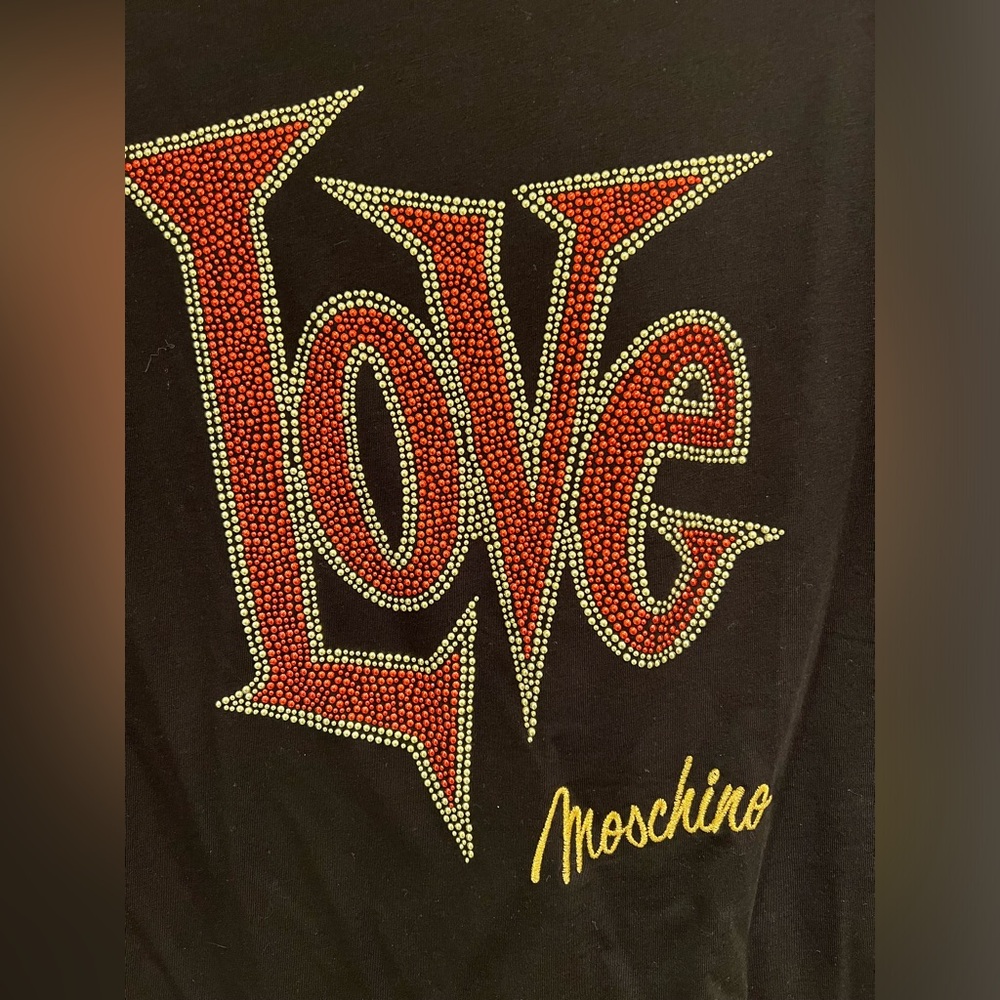 Moschino Black T-Shirt with Red and Gold Love Design - Picture 2 of 5